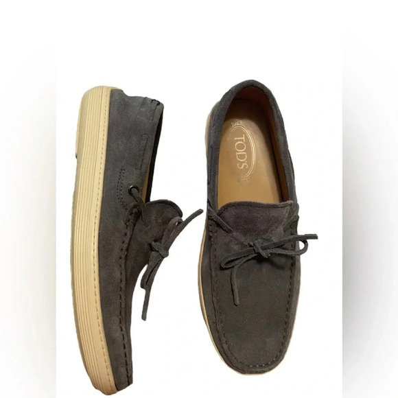 TOD'S Laccetto Marlin Hyannisport Boat Shoe Blue Gray Sz 6.5 - Picture 1 of 9